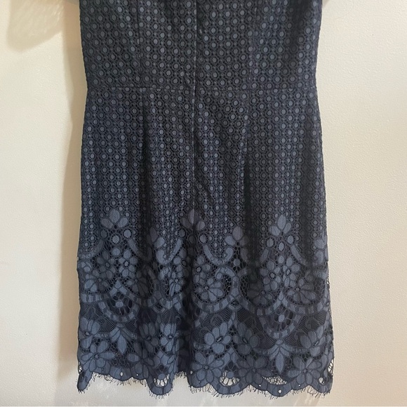 LOFT Navy Lace Short Sleeve Eyelet Dress Women’s Spring Summer Floral Blue - Picture 8 of 12